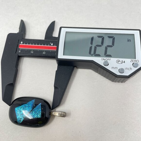 Dichroic Fused Glass Pendant Signed CS Blue Modern Art Avant Garde Handmade - Picture 9 of 10